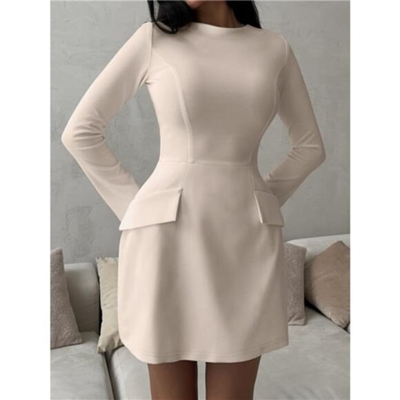 Long Sleeve Bodycon Mini Dress with Pockets - Picture 2 of 16